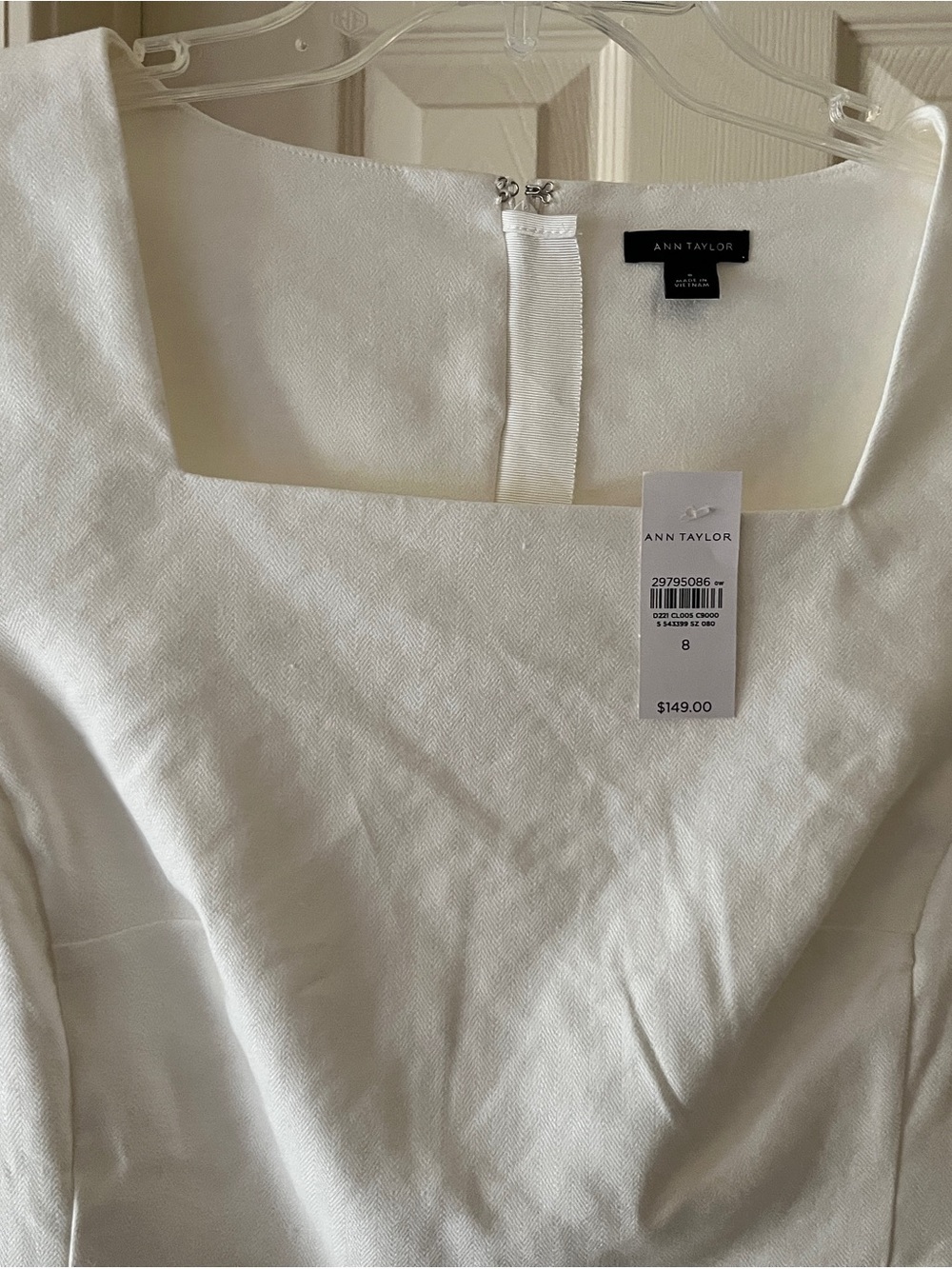 NWT Ann Taylor White Square-Neck Midi Sheath Dress - Picture 3 of 5